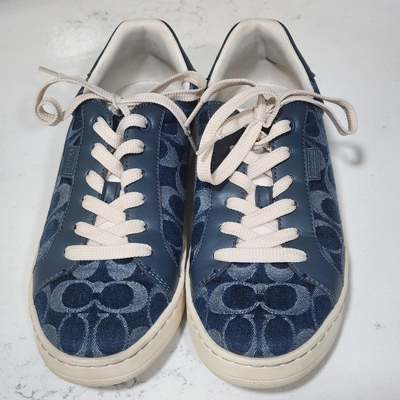Coach CS106 Blue Demin Signature C's Shoes Womens 8.5B Coach Retail - Picture 2 of 10
